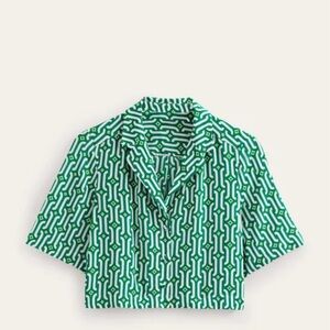 Boden Green Geometric Crop Top